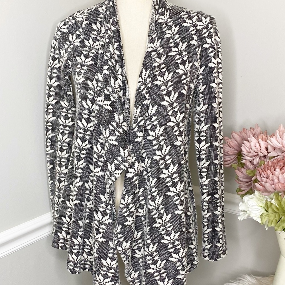 KUT FROM THE KLOTH Black White open waterfall cardigan sweater - Picture 1 of 10